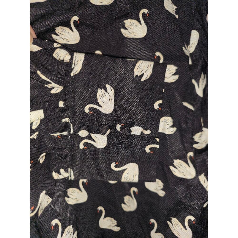 Anthropologie Maeve The Caroline Tie Neck Mini Dress Swan NWT Size L Whimsy - Picture 7 of 9